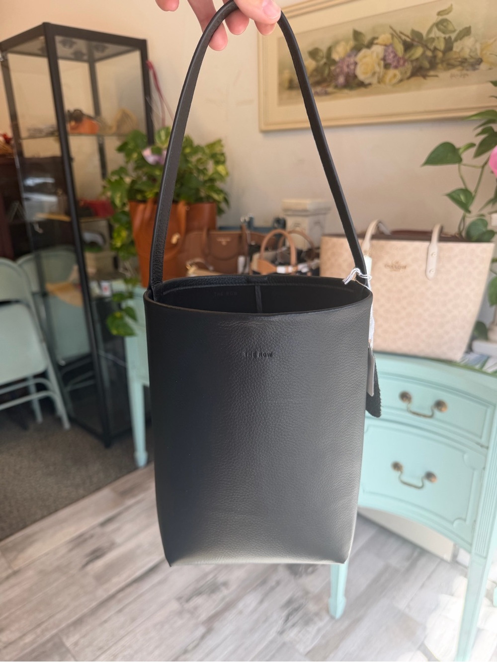 The Row Black Leather Bucket Shoulder Bag BRAND NEW NEVER USED!!